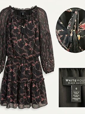 White House Black Market Floral Chiffon Mini Dress 6